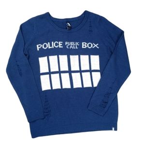 Dr Who Police Box Distressed Sweater